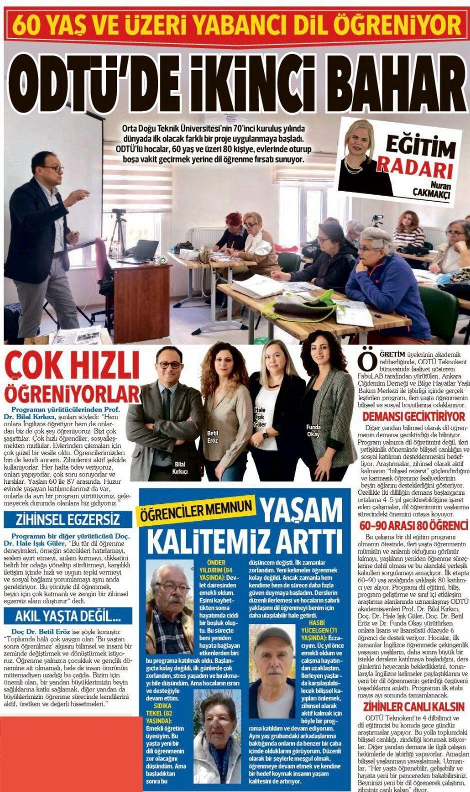 60 yaş ve üzeri yabancı dil öğreniyor... ODTÜ’de ikinci bahar